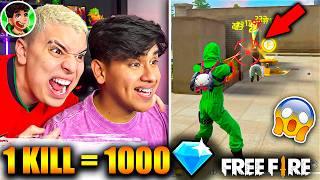 ¡LE DOY 1,000 DIAMANTES a KRECK GAMER por KILL en FREE FIRE!  * SE VUELVE MILLONARIO * 