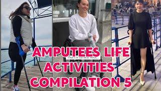 Amputee woman adaptive crutches user life activities | compilation 5