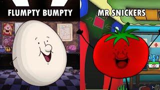 One Night at Flumpty's Vs One Night at Mr Snickers (Characters Comparison)