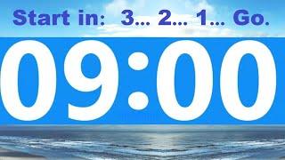 9 Minute Countdown Timer -Beep & Time Remaining at Each Minute * NO ADS DURING TIMER -No Music