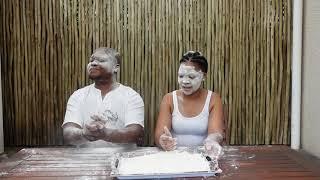 Flour challenge + Spelling Bee Competition. It's a MESS 