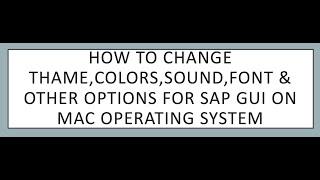 HOW TO CHANGE THAME,COLORS,SOUND,FONT & OTHER OPTIONS FOR SAP GUI ON MAC OPERATING SYSTEM