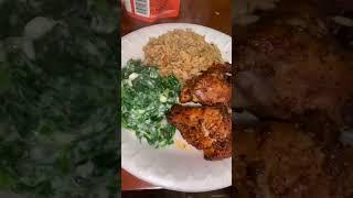 What I Had For Lunch | Fried Rice, Air Fried Chicken, And Creamed Spinach