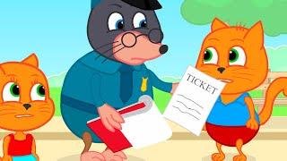 Cats Family in English - The policeman scolded the football players Cats Cats Cartoon for Kids