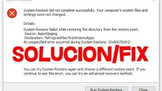SOLUCION Error 0x80070091 | CARPETA IMPOSIBLE DE ELIMINAR | ERROR RESTAURAR EL EQUIPO: AppxStaging
