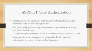 ASP.NET Core Authentication and Authorization