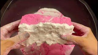 Asmr - pink + white baking soda- colored gym chalk - satisfying videos