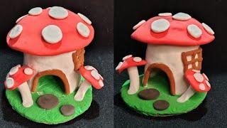 How to Make Clay Mushroom House |  Easy Clay Art #claycraft