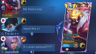 FRANCO EXP LANE FULL DAMAGE BUILD 2025  ( one hook critical ) FRANCO FIGHTER BUILD GAMEPLAY ~ MLBB