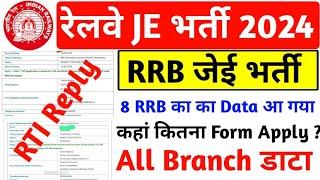 RRB JE Total Form Fillup Zone Wise Data// RTI Reply