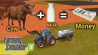 Farming simulator 18 gameplay Buy Cow ,Sell milk (money)