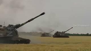 Russian MSTA-S Howitzer Firing High-Precision Amunition to Destroy Enemy's Tank