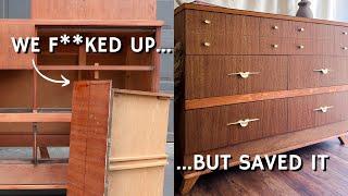 we almost gave up... Furniture Flipping FAIL | EXTREME Furniture Makeover | MCM Dresser RESTORATION