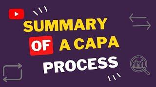 Summary of a Corrective and Preventive Action (CAPA) Process  l The Learning Reservoir