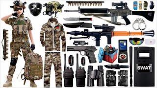 Special Forces Military Toy Gun Set Open Box, M16 Rifle, Rocket Launcher, M416 Rifle, Bomb Dagger