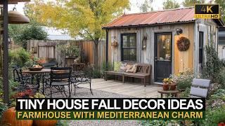 DIY Tiny House Fall Decor Ideas! Blend Farmhouse with Mediterranean Charm in Courtyard Design