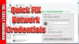 Windows Network Credentials Password  ERROR FIX