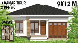 Desain Rumah 9x12 Meter 3 Kamar Tidur Ada Garasinya