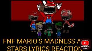 Mini video of fandoms react to fnf Mario's Madness V2 all stars with lyrics