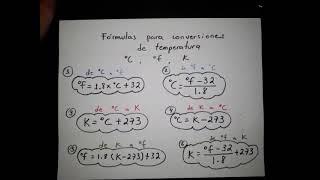 fórmulas de conversiones de temperatura