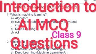 Introduction to AI class 9 mcq Part 6 CBSE