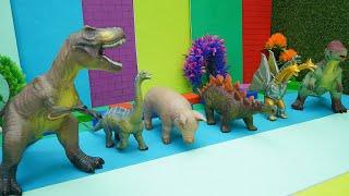 Learn Animal Names with King Ghidorah ,T-Rex ,Stegosaurus, Brachiosaurus & Pig | Kids learning video