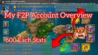 My F2P Account Overview 600% Mixed / 800%+ Blast Stats || Lords Mobile