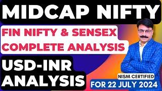 MIDCAP NIFTY TOMORROW PREDICTION | 22 JULY MONDAY | FINNIFTY TOMORROW|USD-INR ANALYSIS