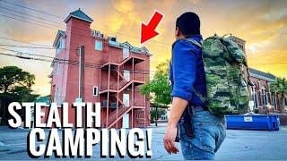 Stealth Camping Alone 4 Stories High! - Urban Survival