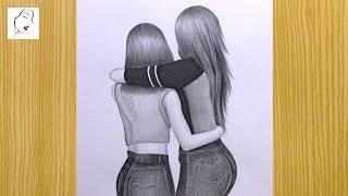 How to draw a girls hugging | How to Draw | Girl Drawing | Girl Hugging | The Crazy sketcher