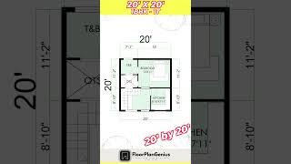 1 Bedroom Small House Plans 20 by 20 400 square feet