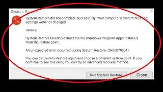 Fix System Restore Did Not Complete Successfully. Your Computer's System Files and Settings
