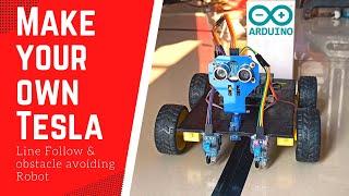 Arduino obstacle avoiding line follower robot projects code 2021