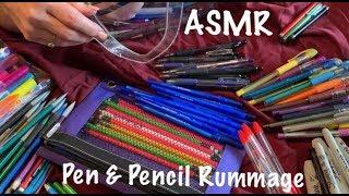 ASMR Request/Pen & pencil rummage and organization/Some heavy plastic crinkles (No talking )
