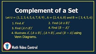 Complement of a Set |Algebra 1 | Math Video Central