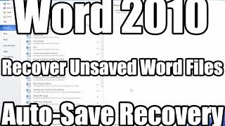 How To Recover Unsaved Word 2010 Document - Will Also Recover Lost Word Documents
