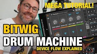 Bitwig Drum Machine Mega Tutorial - Audio signal flow, mixing, presets