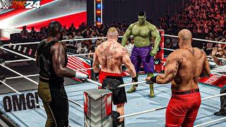 WWE 2K24 - Giant Hulk Vs Brock Lesnar, Omos, Braun Strowman, 3 on 1 Handicap Match