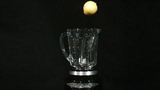 Blending a Lemon Slow Motion into a Blender with High Definition HD Slow Mo Video Camera Action Shot