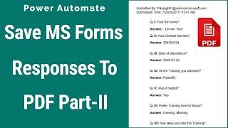 How to Generate Custom formatted PDF from MS Forms Responses | MS forms to PDF using Power Automate.