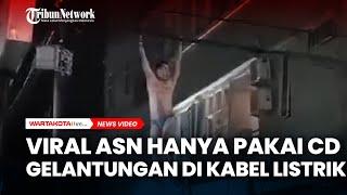 Viral ASN KPU Buton Hanya Pakai CD Gelantungan di Kabel Listrik, Jadi Tontonan Warga