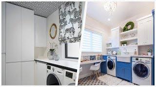 75 Mid-sized Multicolored Floor Laundry Room Design Ideas You'll Love 