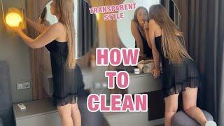 4K HOW TO CLEAN TABLE? TRANSPANRET TRY ON HAUL | DRESS UP with Olivia Nox hacks u don't know 2024