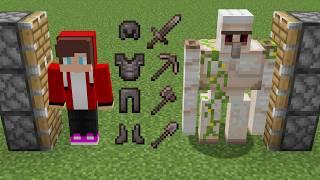 x100 iron golems and Maizen jj and x200 netherite armors combined in minecraft