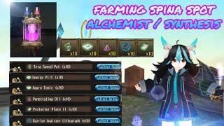 toram online - farming spina spot as alchemist/synthesis list item buff & making potion - yusagi