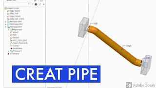 CREATE PIPE BETWEEN TWO FIXED OR PREDEFINED POINTS USING CREO/PRO-E CAD SOFTWARE USING SWEEP COMMAND