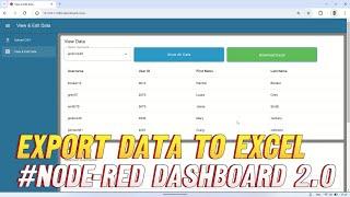 Export data from PostgreSQL to Ms.Excel in Node-RED Dashboard 2.0