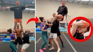 Teaching Nile Wilson Cheerleading Stunts!