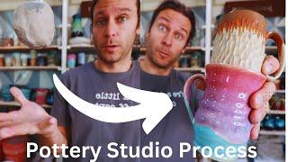 POTTERY STUDIO PROCESS - See my pottery studio in action from CLAY to THROWING to FINISHED!
