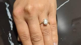 1.5 ct. Hidden halo engagement ring, solitaire oval moissanite ring, Halo Oval Cut Engagement Ring.